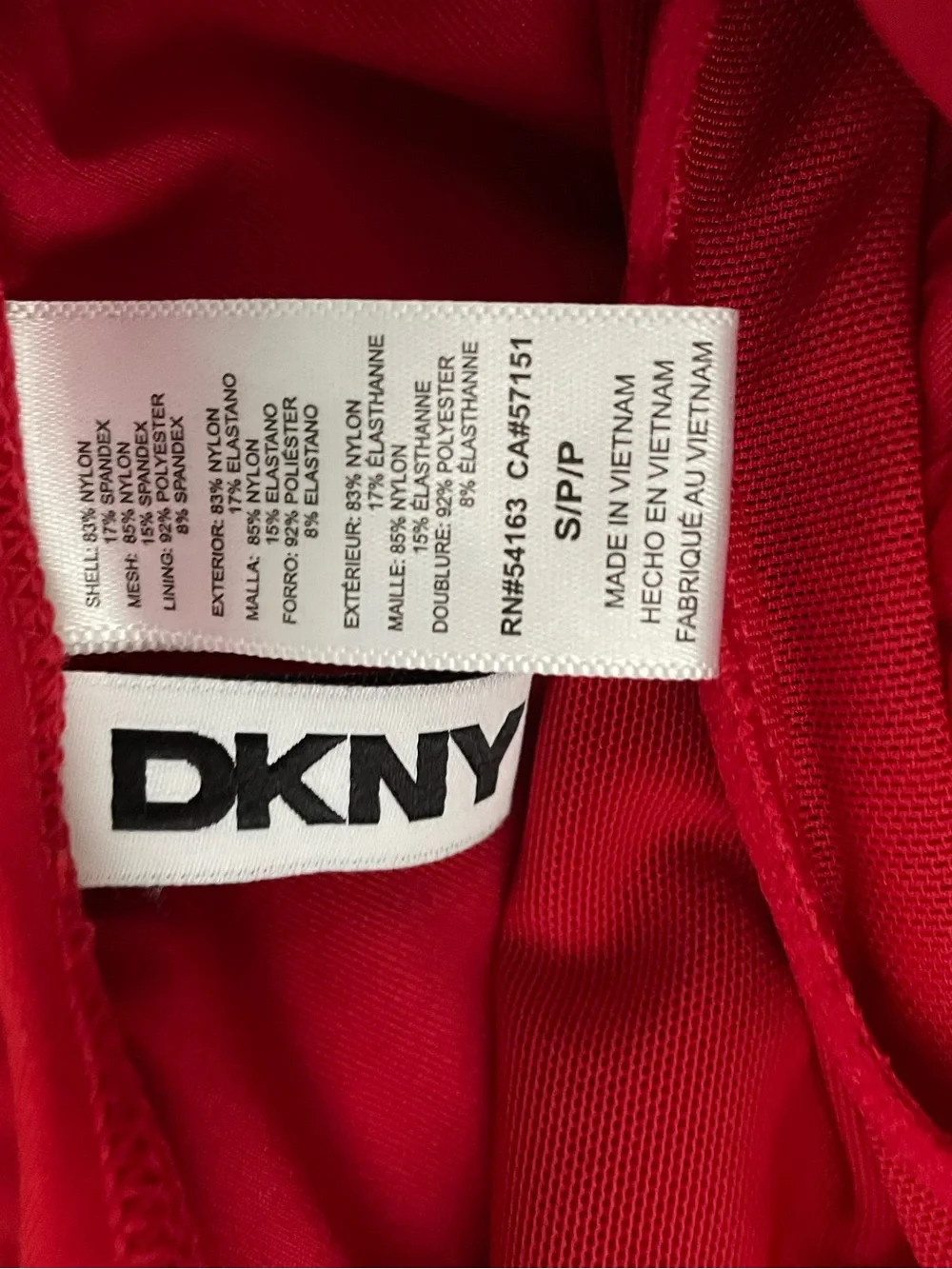 DKNY Red Ruffle One-Piece Swimsuit - Picture 2 of 3